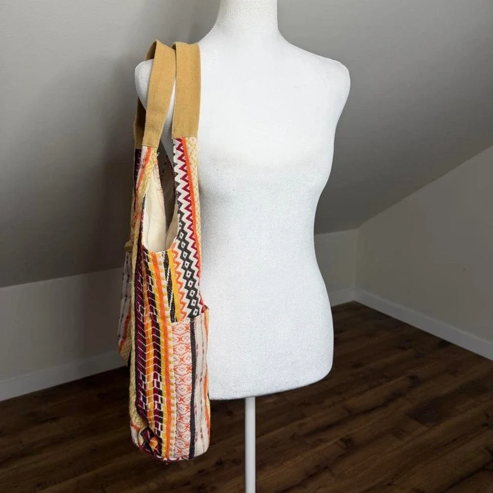 Boho Woven Oversized Hobo Tote Bag – Multicolor Southwestern Print